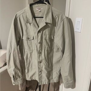 J. Crew Wallace & Barnes Light Khaki Cotton Button-Up Military Shirt Jacket